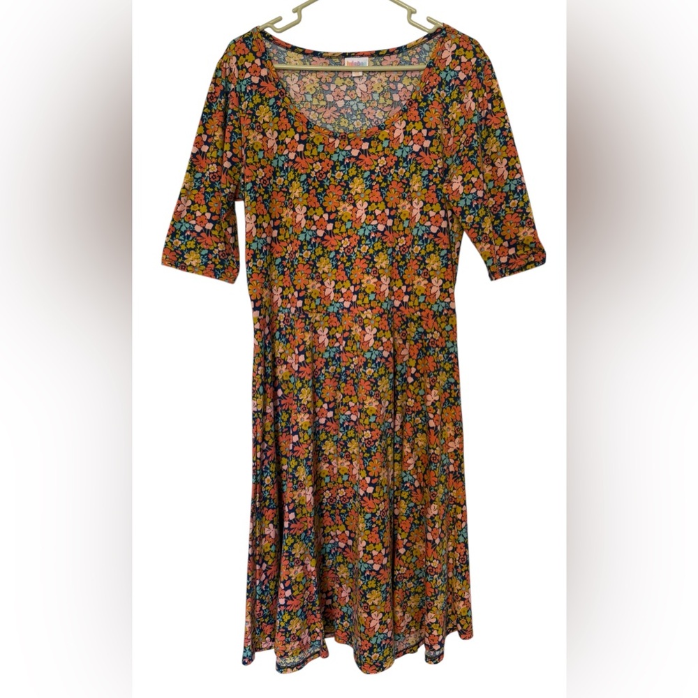 LuLaRoe Floral Fit&Flare Midi Dress - Multicolor Casual /Dressy sz3XL